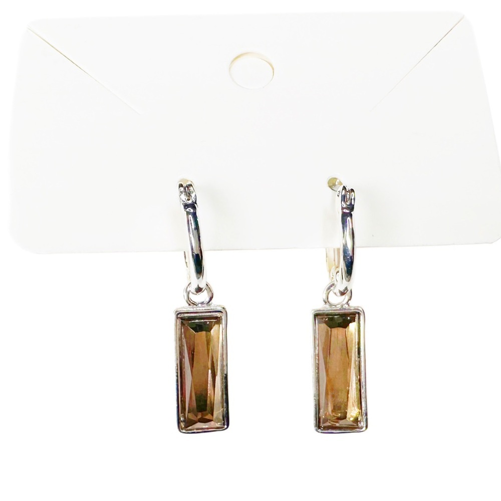 5/$25 😻 Nine West Silver and Amber Colored Rectangular Earrings
